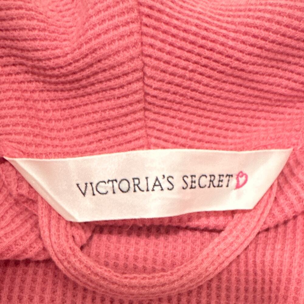 Victoria's Secret Waffle Knit Robe Coral Women Size L Belted Long Thermal Cotton - Picture 5 of 6